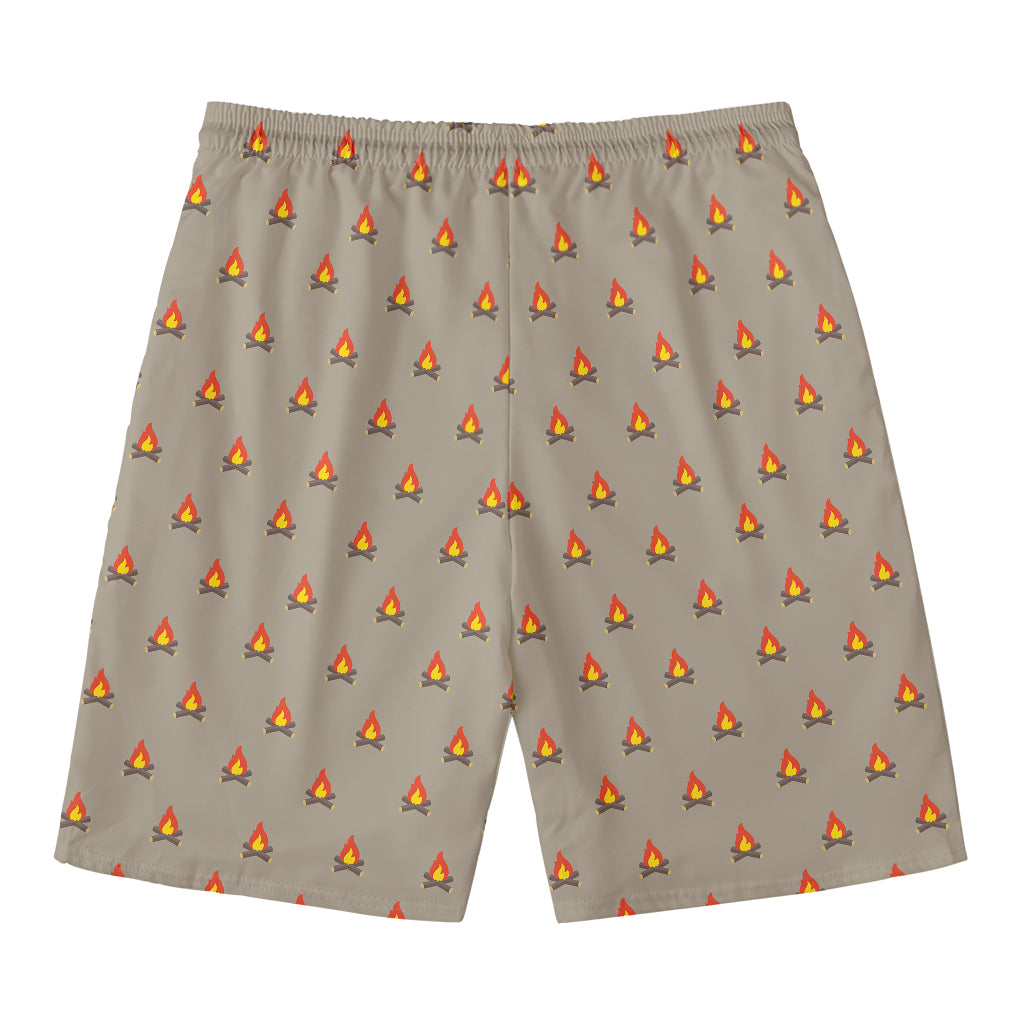 Camping Fire Pattern Print Men's Swim Trunks