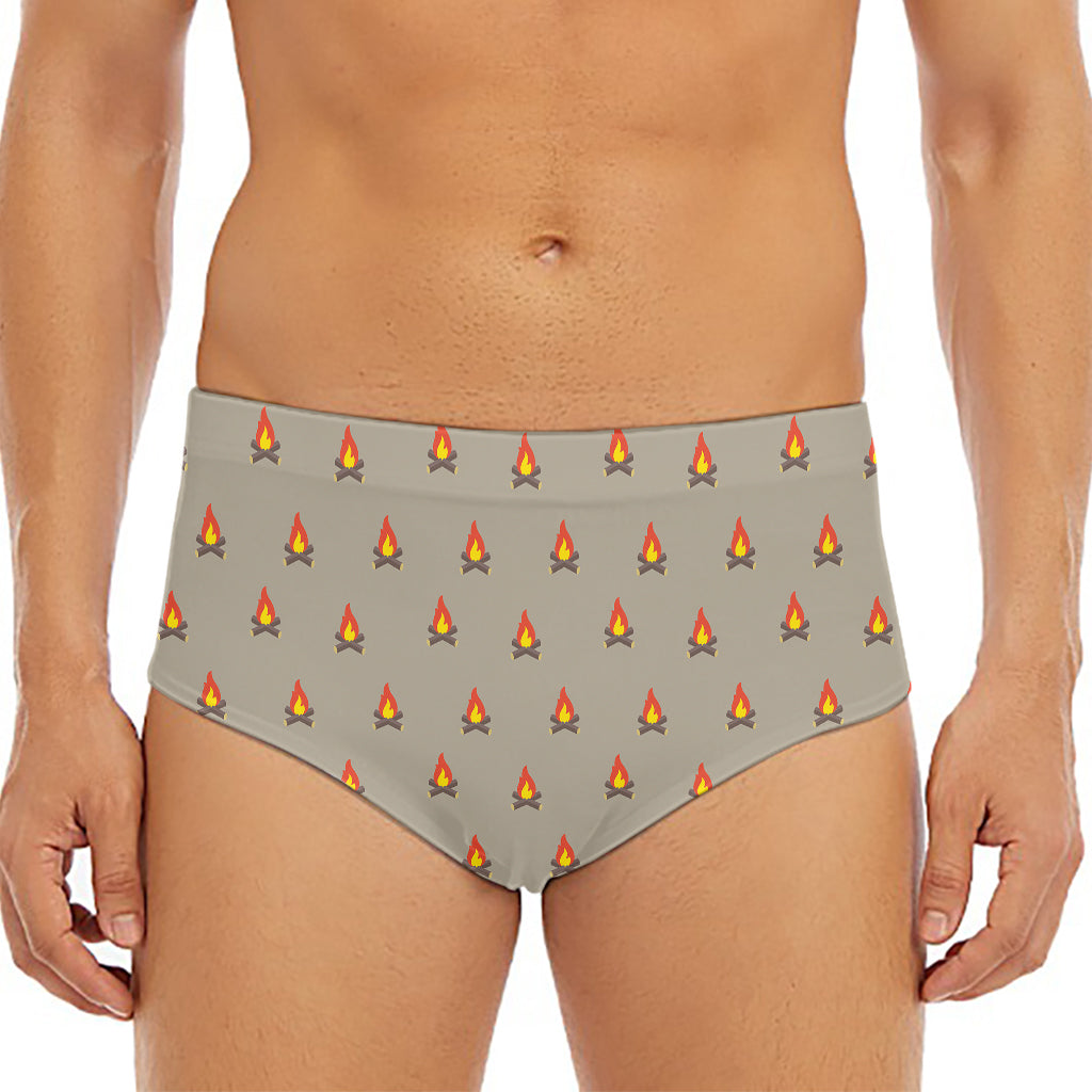 Camping Fire Pattern Print Men's Triangle Swim Briefs