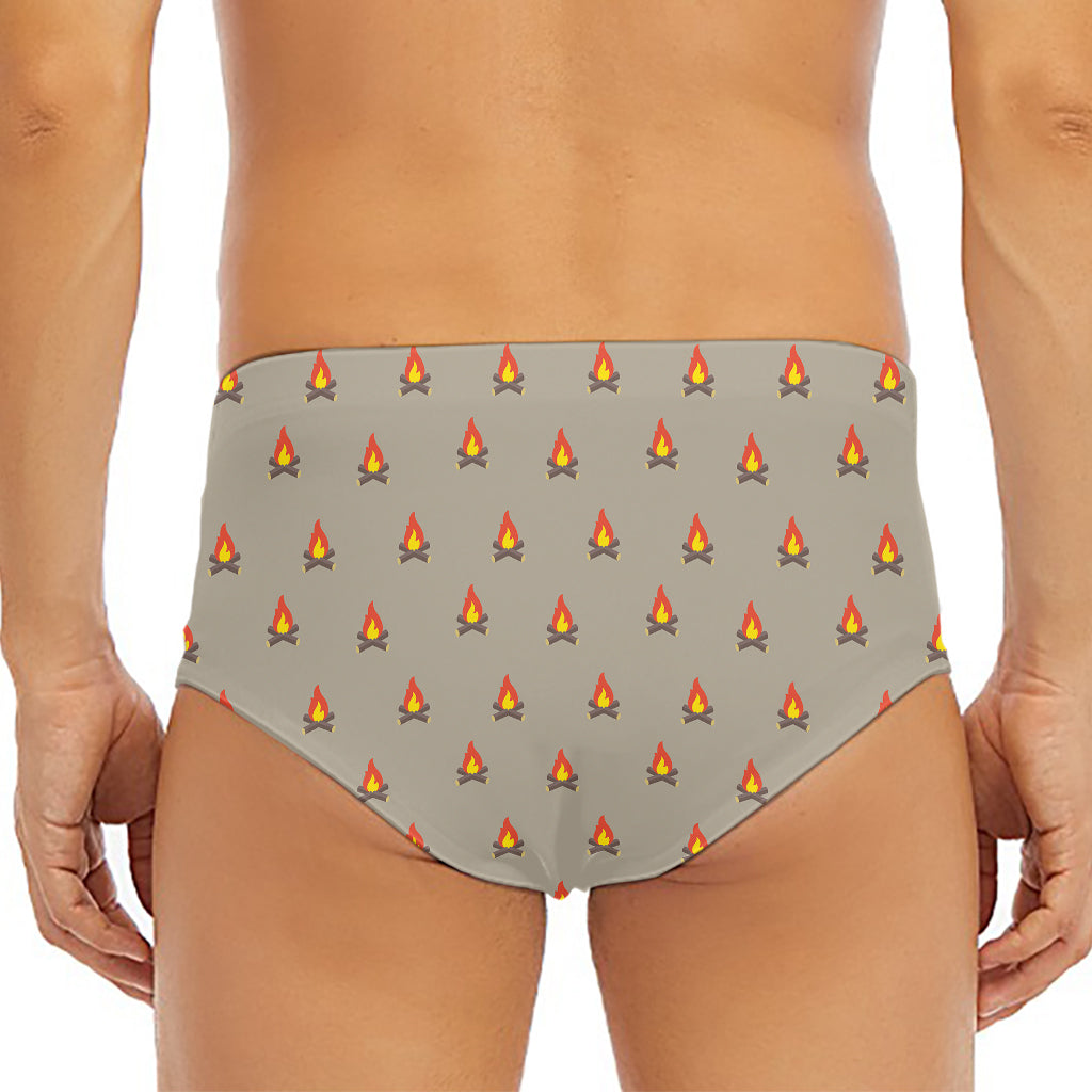 Camping Fire Pattern Print Men's Triangle Swim Briefs