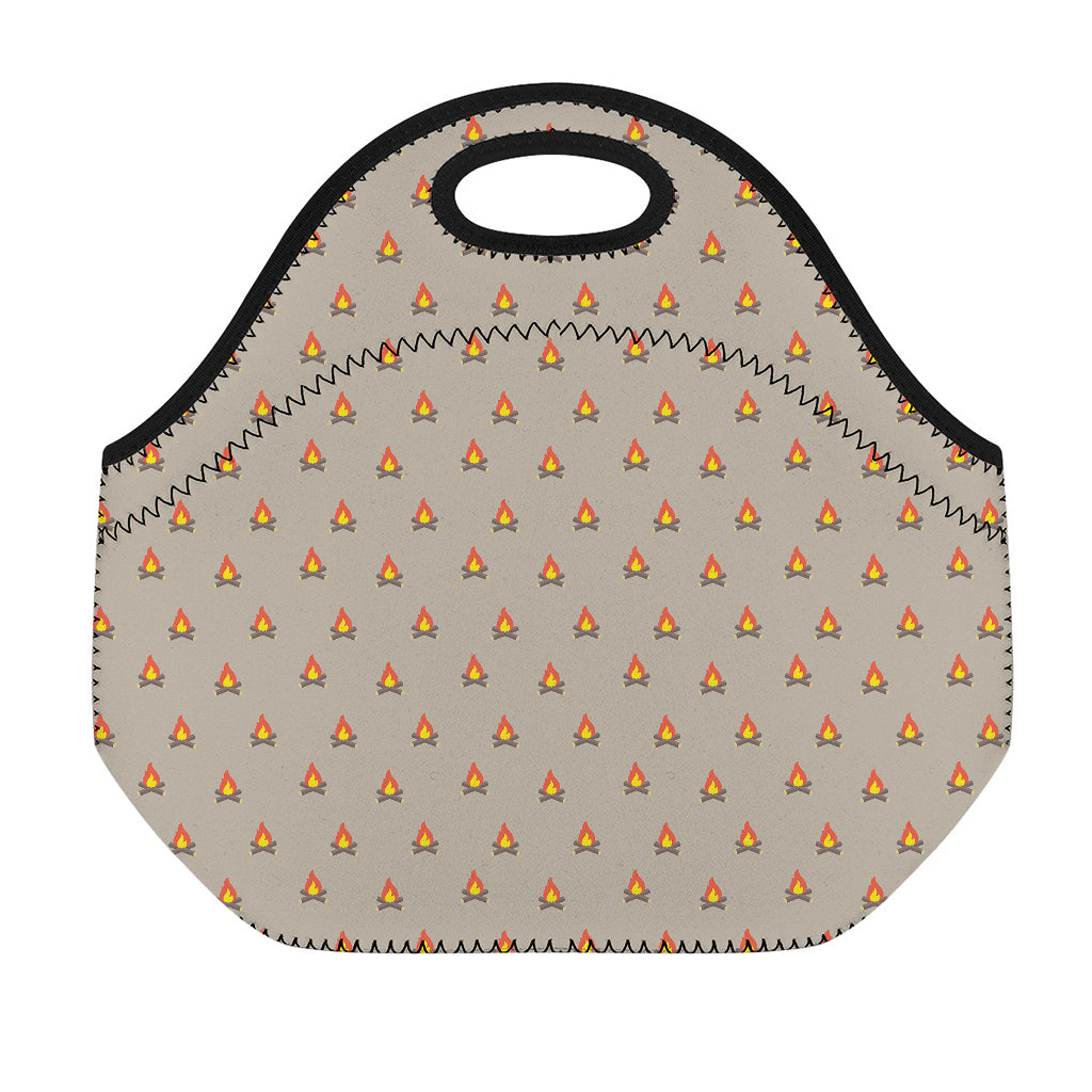 Camping Fire Pattern Print Neoprene Lunch Bag