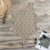 Camping Fire Pattern Print One Shoulder Bodysuit