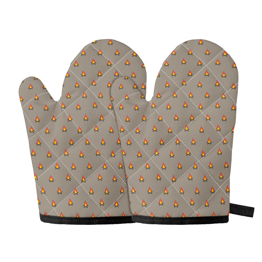 Camping Fire Pattern Print Oven Mitts