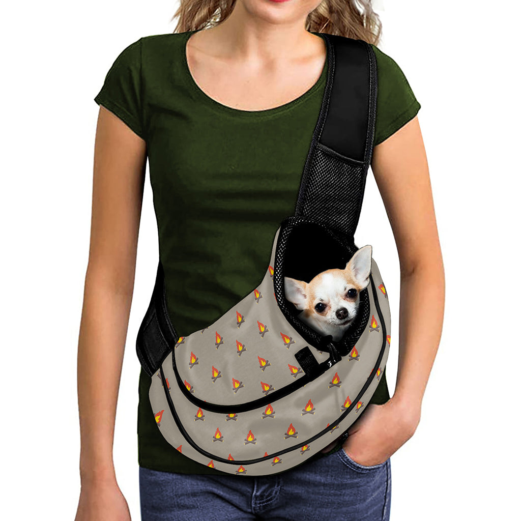 Camping Fire Pattern Print Pet Sling Carrier