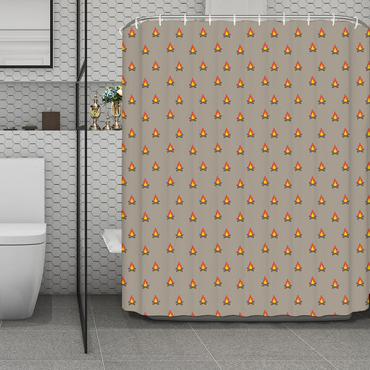 Camping Fire Pattern Print Polyester Shower Curtain