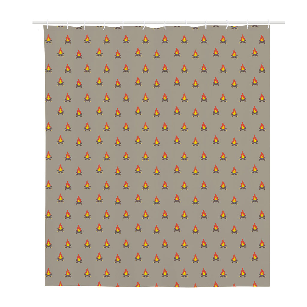 Camping Fire Pattern Print Polyester Shower Curtain