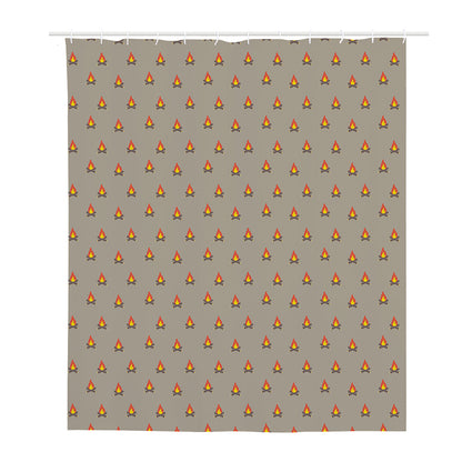 Camping Fire Pattern Print Polyester Shower Curtain