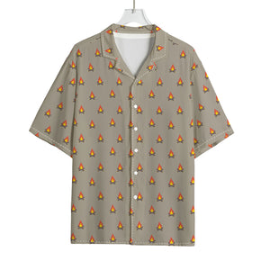 Camping Fire Pattern Print Rayon Hawaiian Shirt