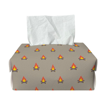 Camping Fire Pattern Print Rectangle Tissue Box Cover