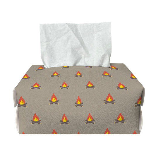 Camping Fire Pattern Print Rectangle Tissue Box Cover