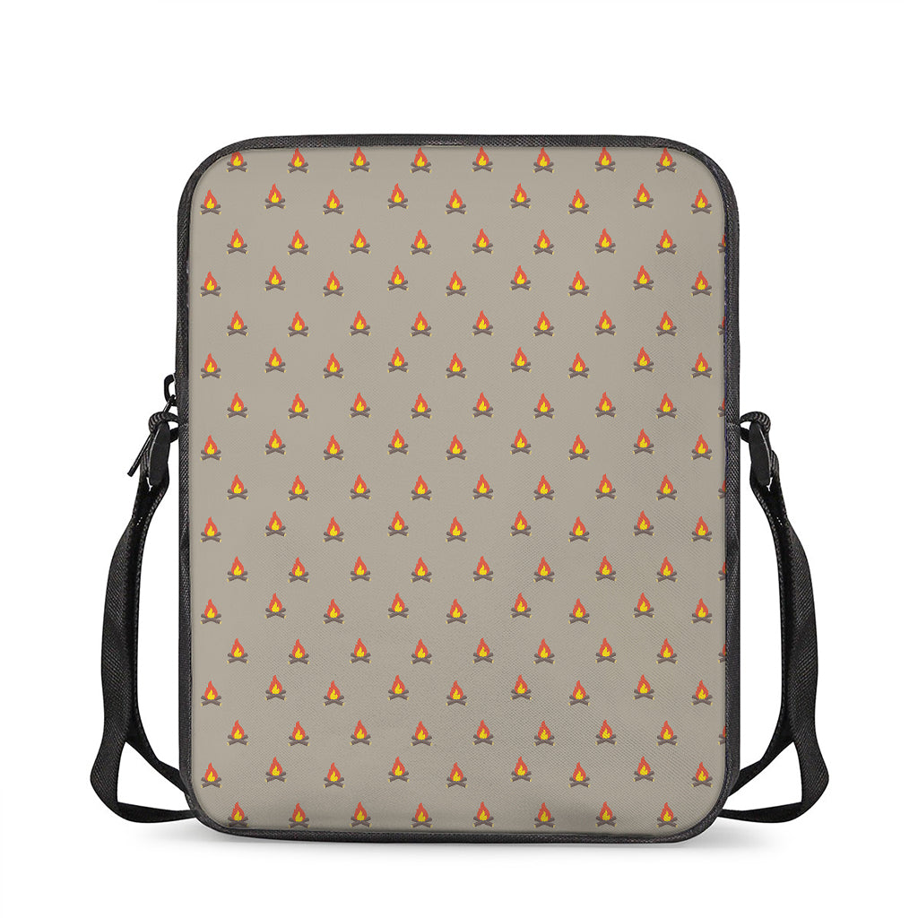 Camping Fire Pattern Print Rectangular Crossbody Bag