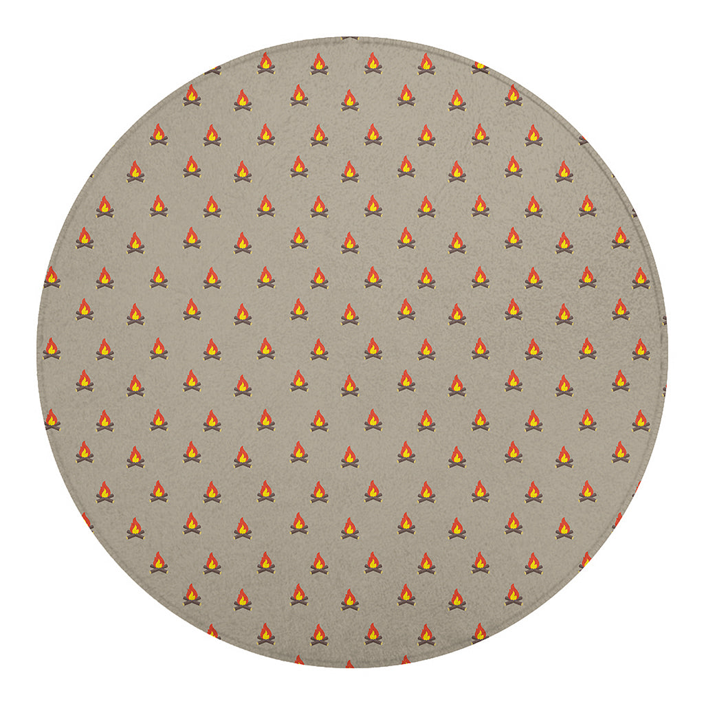 Camping Fire Pattern Print Round Blanket