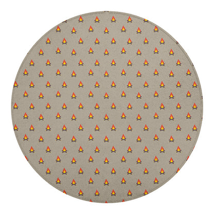 Camping Fire Pattern Print Round Blanket