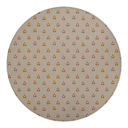 Camping Fire Pattern Print Round Blanket