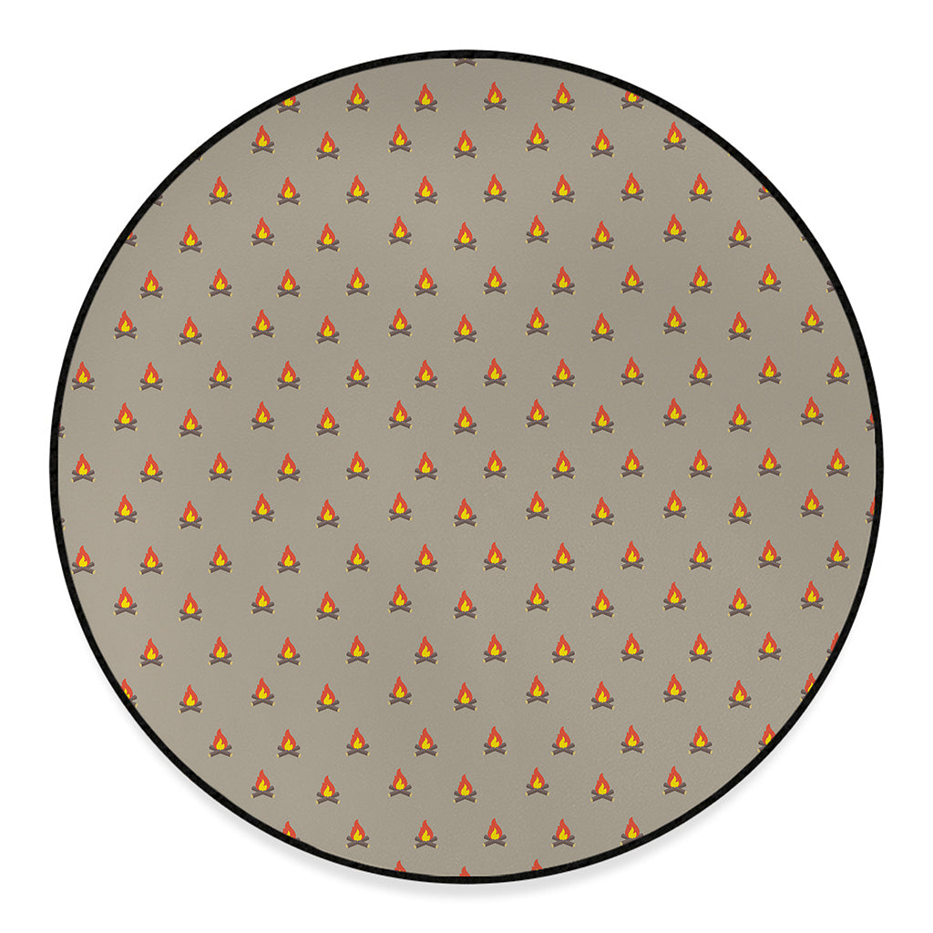 Camping Fire Pattern Print Round Floor Mat