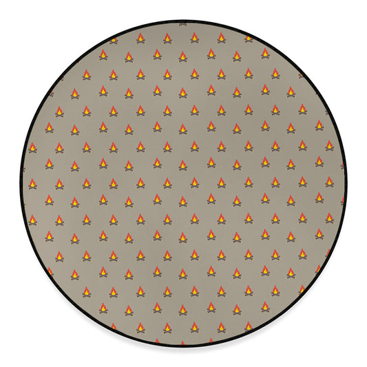 Camping Fire Pattern Print Round Floor Mat