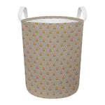 Camping Fire Pattern Print Round Laundry Basket