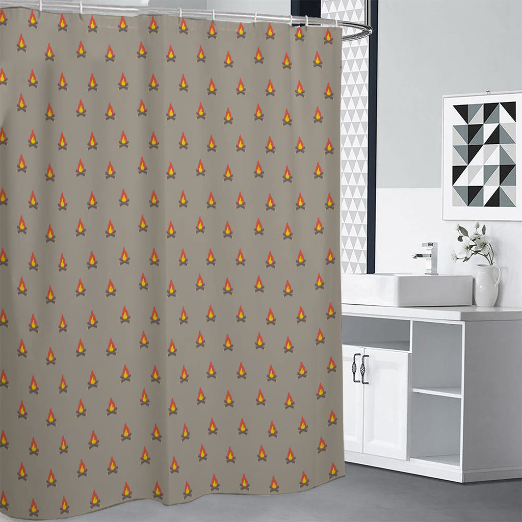 Camping Fire Pattern Print Shower Curtain