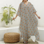 Camping Fire Pattern Print Silk V-Neck Kaftan Dress
