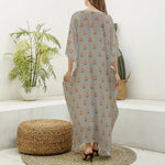Camping Fire Pattern Print Silk V-Neck Kaftan Dress