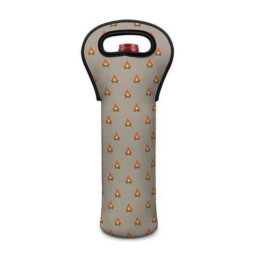 Camping Fire Pattern Print Single Neoprene Wine Tote