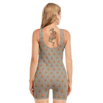 Camping Fire Pattern Print Sleeveless One Piece Swimsuit