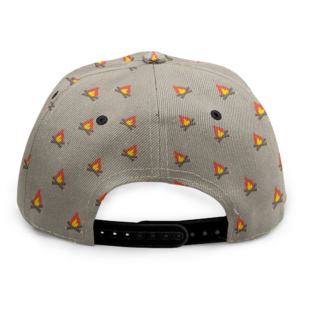 Camping Fire Pattern Print Snapback Cap