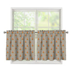 Camping Fire Pattern Print Tier Curtains