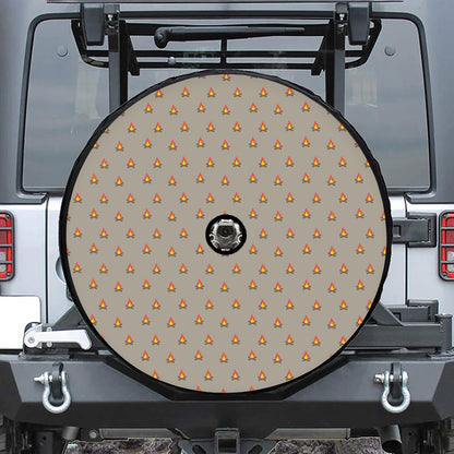 Camping Fire Pattern Print Tire Cover With Camera Hole