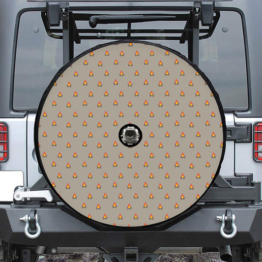 Camping Fire Pattern Print Tire Cover With Camera Hole