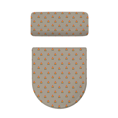 Camping Fire Pattern Print Toilet Lid And Tank Cover Set