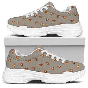 Camping Fire Pattern Print White Chunky Shoes