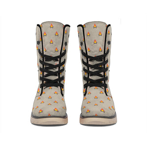 Camping Fire Pattern Print Winter Boots