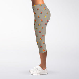 Camping Fire Pattern Print Women's Capri Leggings