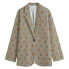 Camping Fire Pattern Print Women's Cotton Blazer