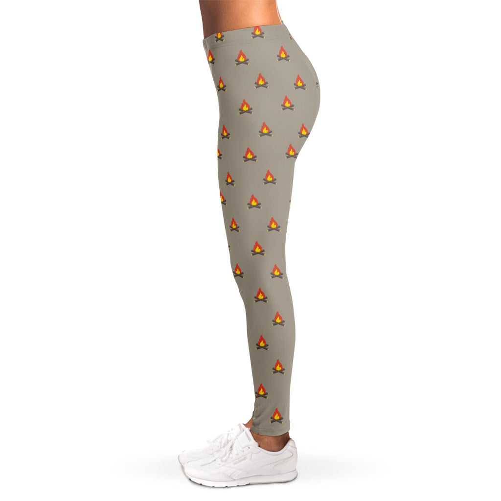 Camping Fire Pattern Print Women's Leggings