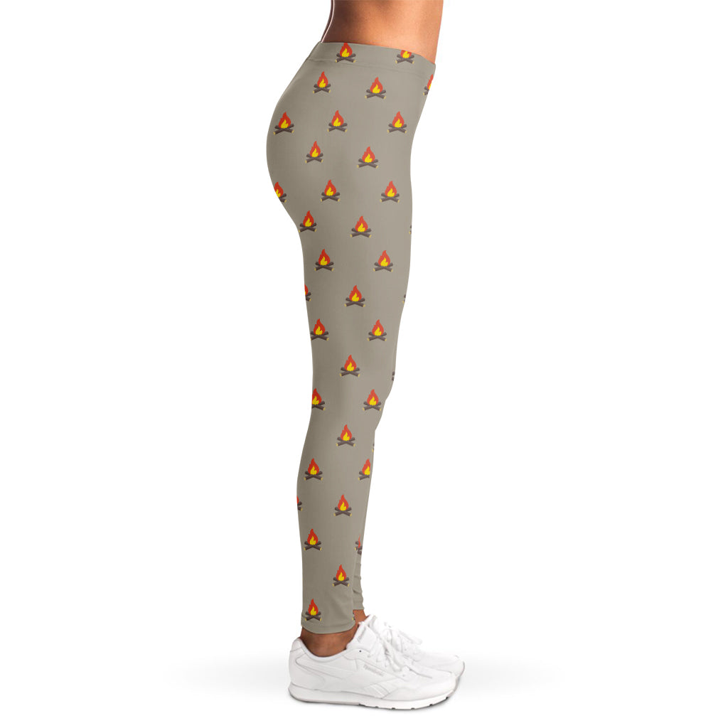 Camping Fire Pattern Print Women's Leggings