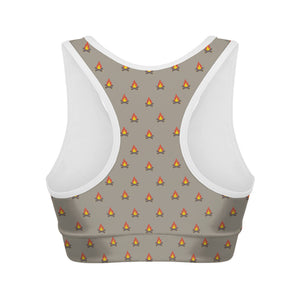 Camping Fire Pattern Print Women's Sports Bra