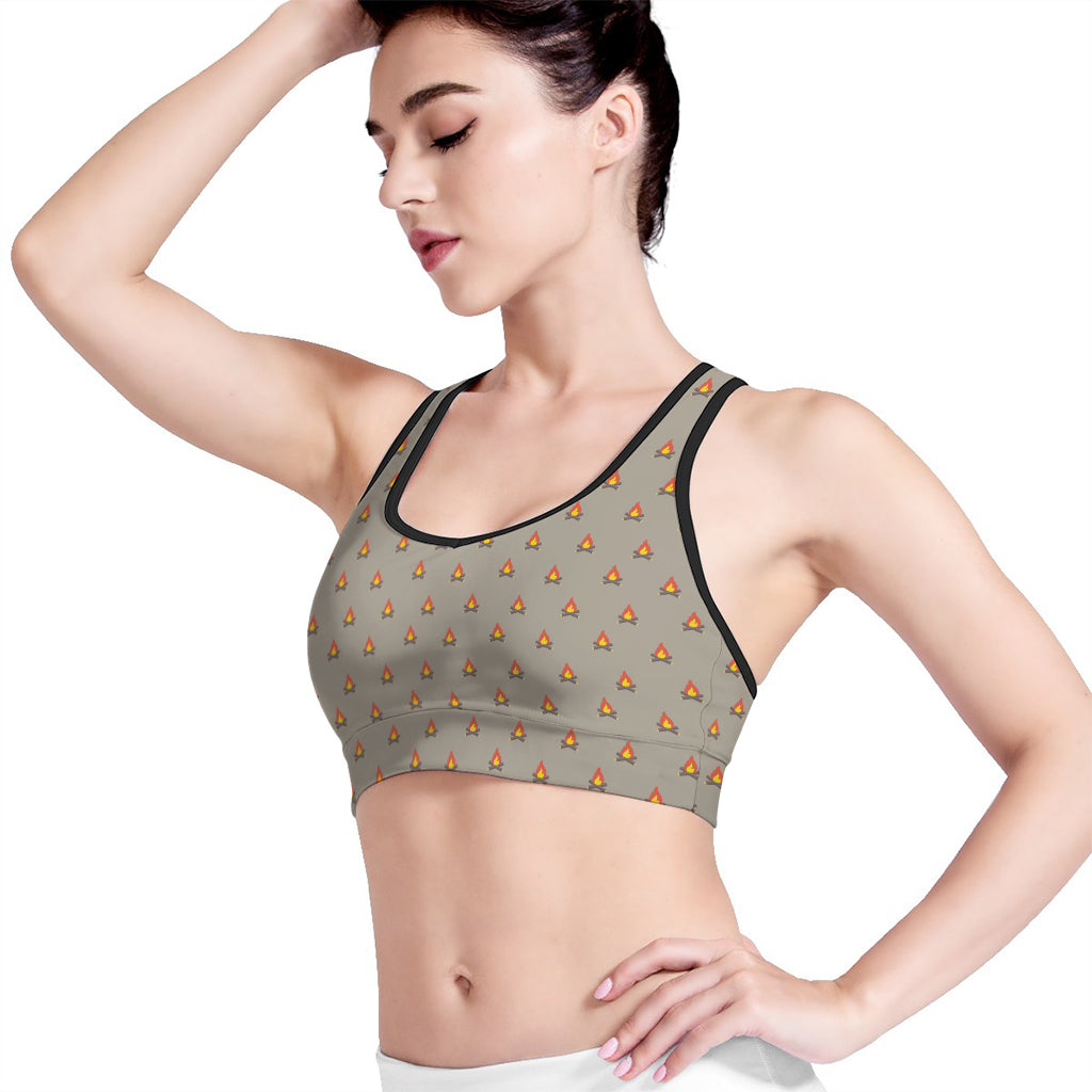 Camping Fire Pattern Print Women's Sports Bra