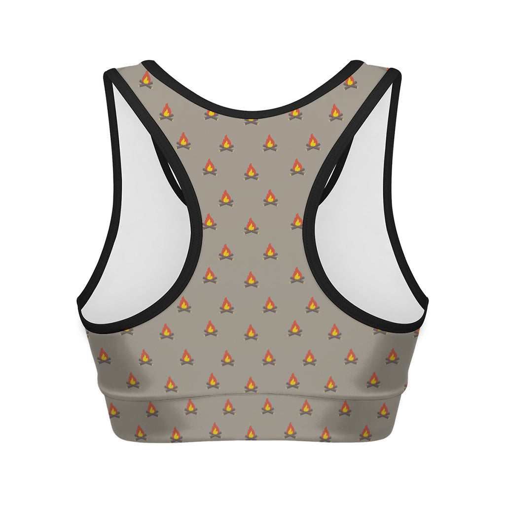 Camping Fire Pattern Print Women's Sports Bra