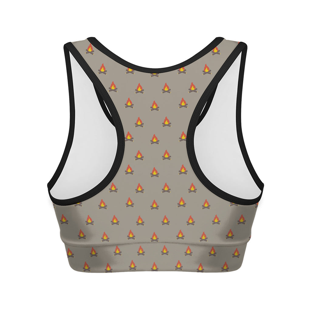 Camping Fire Pattern Print Women's Sports Bra