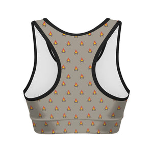 Camping Fire Pattern Print Women's Sports Bra