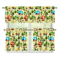 Camping Picnic Pattern Print 3 Piece Kitchen Curtains