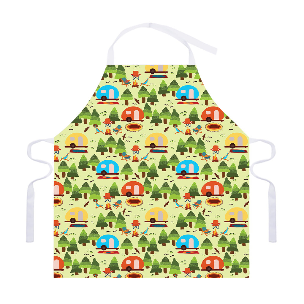 Camping Picnic Pattern Print Adjustable Apron