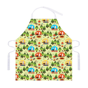 Camping Picnic Pattern Print Adjustable Apron