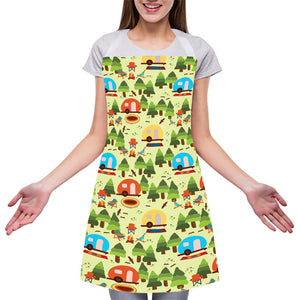 Camping Picnic Pattern Print Adjustable Apron