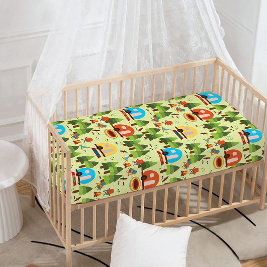 Camping Picnic Pattern Print Baby Crib Sheet