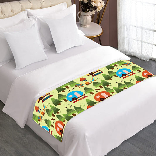 Camping Picnic Pattern Print Bed Runner