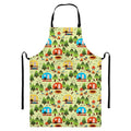 Camping Picnic Pattern Print Bib Apron With Pocket