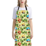 Camping Picnic Pattern Print Bib Apron With Pocket