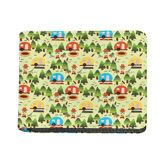 Camping Picnic Pattern Print Bifold Wallet